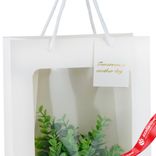 Маленькое фото 5: Пакет подарочный с прозрачной вставкой (бумага), 25x15x35см, белый