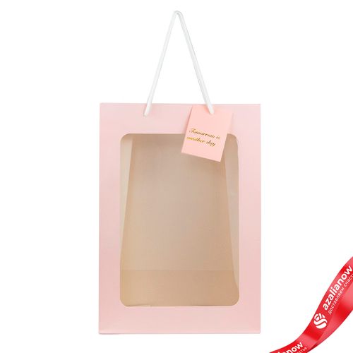 Пакет подарочный с прозрачной вставкой (бумага), 25x15x35см, розовый