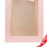 Маленькое фото 3: Пакет подарочный с прозрачной вставкой (бумага), 25x15x35см, розовый