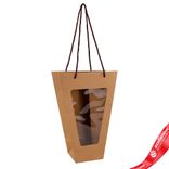 Маленькое фото 1: Пакет подарочный с прозрачной вставкой (крафт), 23x11x33см, натуральный