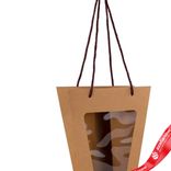 Маленькое фото 2: Пакет подарочный с прозрачной вставкой (крафт), 23x11x33см, натуральный