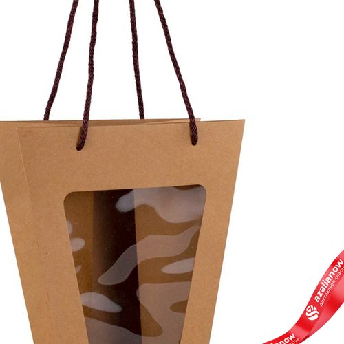 Фото 3: Пакет подарочный с прозрачной вставкой (крафт), 23x11x33см, натуральный