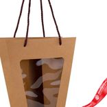 Маленькое фото 3: Пакет подарочный с прозрачной вставкой (крафт), 23x11x33см, натуральный