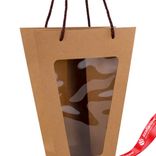 Маленькое фото 4: Пакет подарочный с прозрачной вставкой (крафт), 23x11x33см, натуральный
