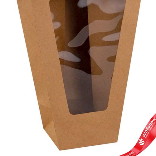 Фото 5: Пакет подарочный с прозрачной вставкой (крафт), 23x11x33см, натуральный