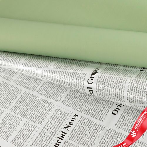 Фото 2: Пленка матовая «Газета» 60мкр, 57 см 9,2 м, оливковый