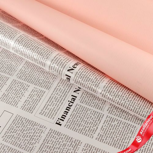 Фото 2: Пленка матовая «Газета» 60мкр, 57 см 9,2 м, розовый