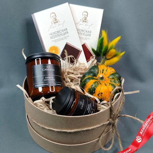 Фото 2: Подарочный набор «Осенний дар» из тыквы, сухоцветов, шоколада и ароматических свечей