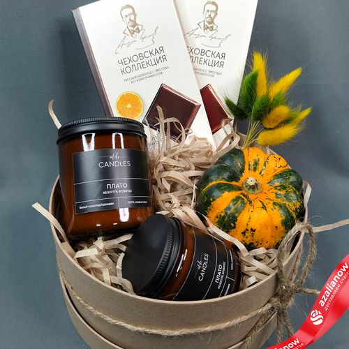 Фото 3: Подарочный набор «Осенний дар» из тыквы, сухоцветов, шоколада и ароматических свечей