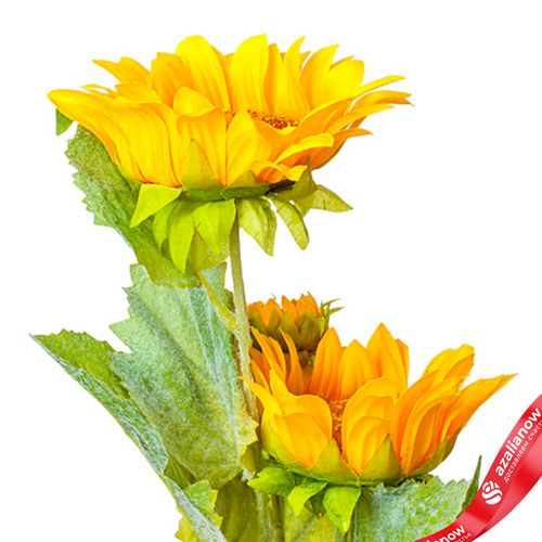 Фото 4: Подсолнух искусственный (пластик), 80см, желтый