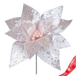 Маленькое фото 1: Пуансеттия с пайетками, D33см, розовый