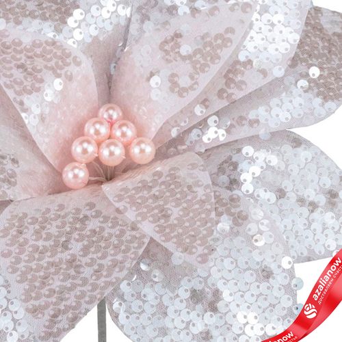 Фото 3: Пуансеттия с пайетками, D33см, розовый