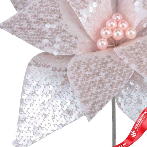 Фото 4: Пуансеттия с пайетками, D33см, розовый