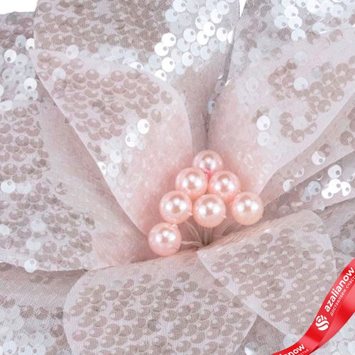 Фото 5: Пуансеттия с пайетками, D33см, розовый