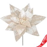 Маленькое фото 1: Пуансеттия с пайетками, D33см, шампань