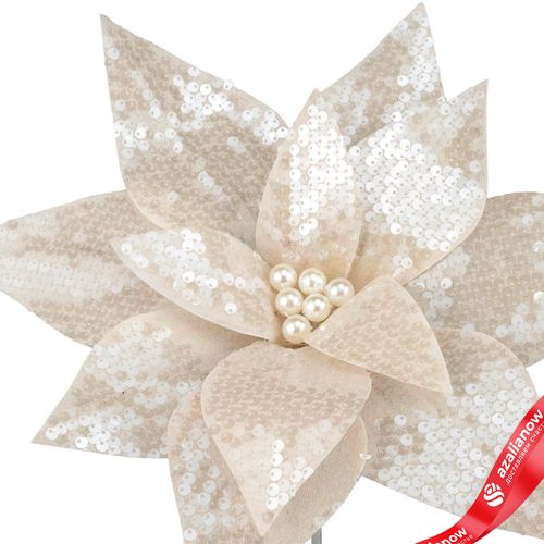 Фото 2: Пуансеттия с пайетками, D33см, шампань