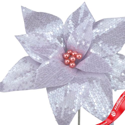 Фото 2: Пуансеттия с пайетками, D33см, сиреневый