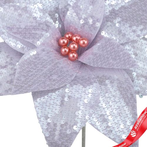 Фото 4: Пуансеттия с пайетками, D33см, сиреневый