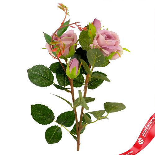 Фото 5: Роза кустовая искусственная (пластик), 49см, сиреневый