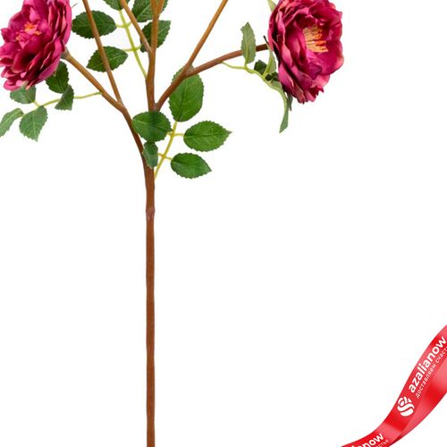 Фото 3: Роза кустовая искусственная (пластик), 54см, темно-розовый