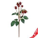 Маленькое фото 1: Шиповник искусственный (пластик), 56см, бордовый