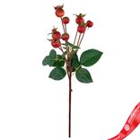 Маленькое фото 1: Шиповник искусственный (пластик), 56см, темно-оранжевый