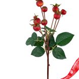 Маленькое фото 2: Шиповник искусственный (пластик), 56см, темно-оранжевый