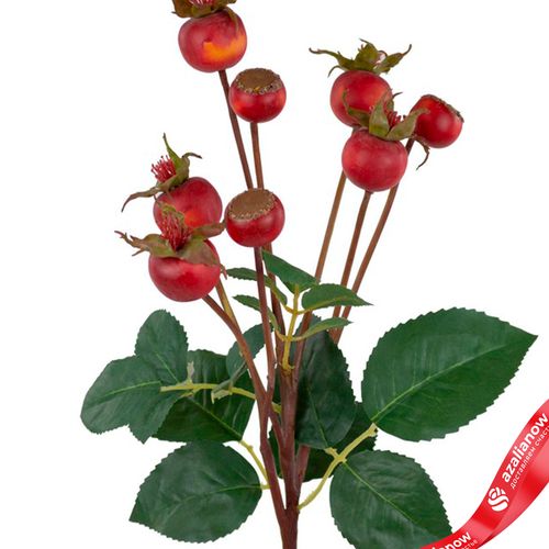 Фото 4: Шиповник искусственный (пластик), 56см, темно-оранжевый