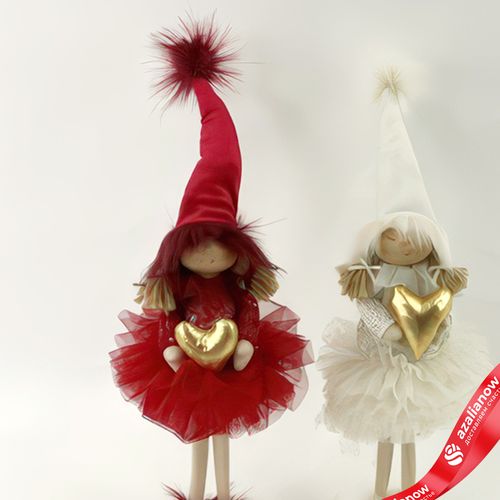 Фото 2: Сувенир «Девочка с сердцем», Н47х15х11см, в асс., красный/белый