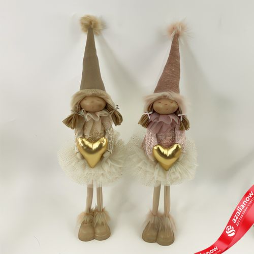 Сувенир «Девочка с сердцем», Н47х15х11см, в асс., кремовый/розовый