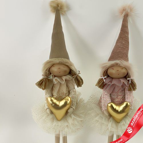 Фото 2: Сувенир «Девочка с сердцем», Н47х15х11см, в асс., кремовый/розовый