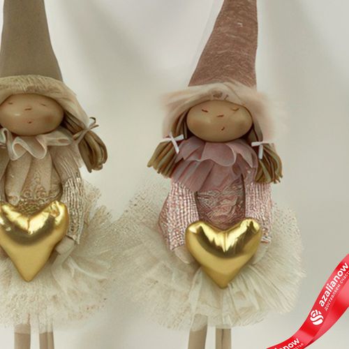 Фото 3: Сувенир «Девочка с сердцем», Н47х15х11см, в асс., кремовый/розовый