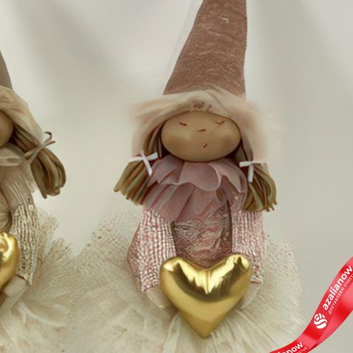 Фото 5: Сувенир «Девочка с сердцем», Н47х15х11см, в асс., кремовый/розовый