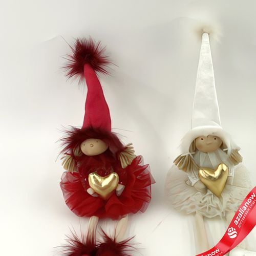 Фото 2: Сувенир «Девочка с сердцем сидящая», Н54х15х12см, в асс., красный/белый