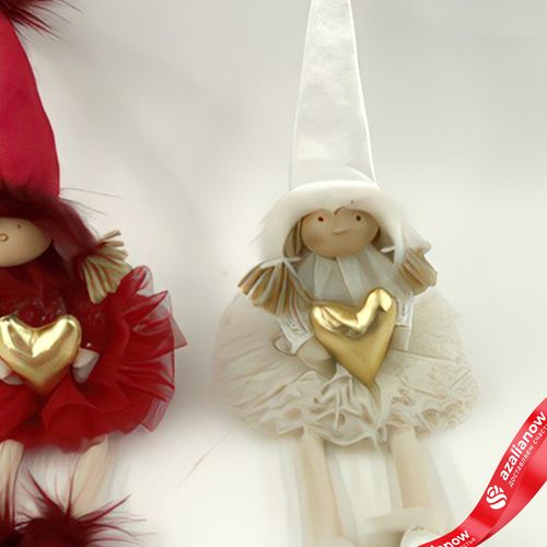 Фото 3: Сувенир «Девочка с сердцем сидящая», Н54х15х12см, в асс., красный/белый