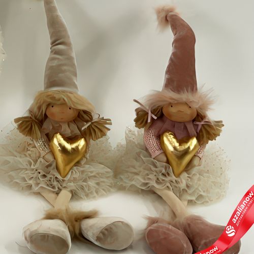 Сувенир «Девочка с сердцем сидящая», Н54х15х12см, в асс., кремовый/розовый