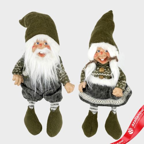 Сувенир «Гном Мальчик/Девочка сидящий», H45х17х12см, зеленый