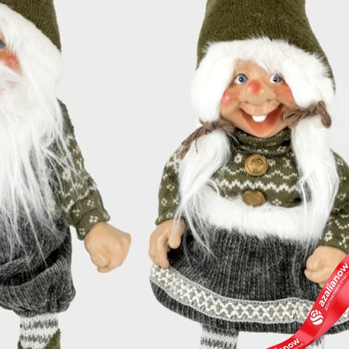 Фото 3: Сувенир «Гном Мальчик/Девочка сидящий», H45х17х12см, зеленый