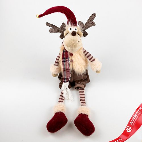 Фото 2: Сувенир «Лось Мальчик/Девочка сидящий», Н48х18х18см, в асс., красный