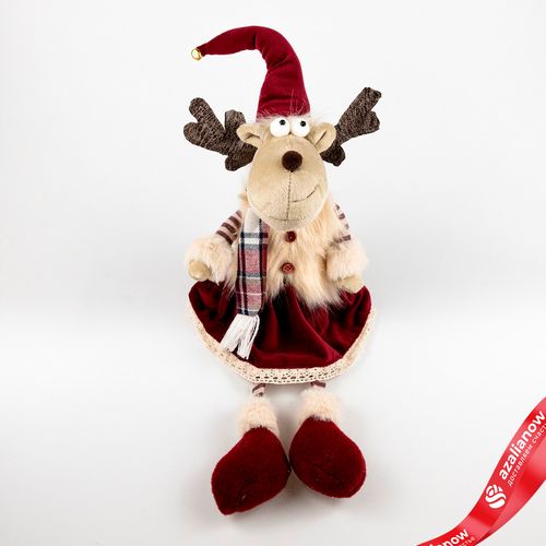 Фото 3: Сувенир «Лось Мальчик/Девочка сидящий», Н48х18х18см, в асс., красный