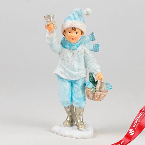 Сувенир «Мальчик с корзинкой» (полирезин), Н12,5х7х5см, голубой