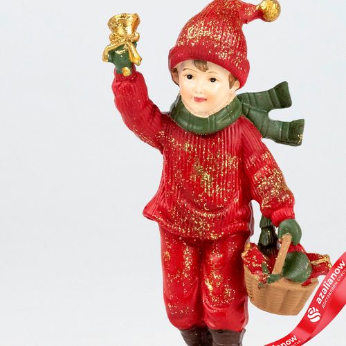 Фото 2: Сувенир «Мальчик с корзинкой» (полирезин), Н12,5х7х5см, красный