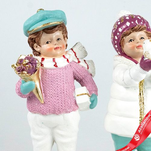 Фото 2: Сувенир «Мальчик/девочка» (полирезин), Н20,5х9,5х8,5см, в асс., розовый