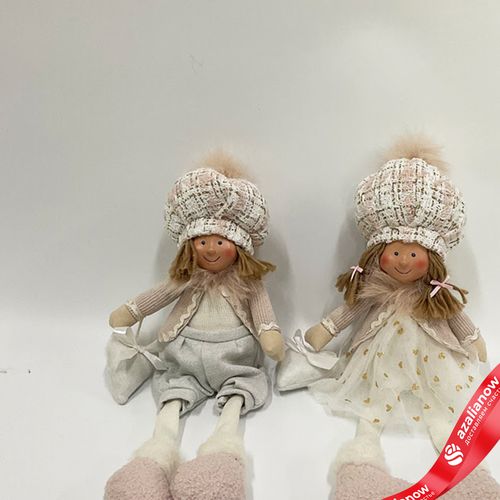 Фото 2: Сувенир «Мальчик/Девочка сидящий», H38х15х10см, в асс., розовый