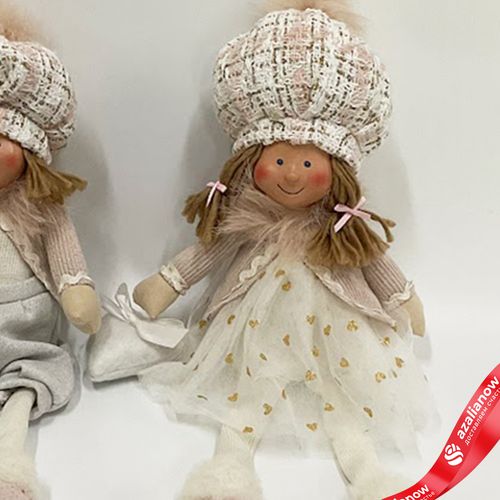 Фото 5: Сувенир «Мальчик/Девочка сидящий», H38х15х10см, в асс., розовый