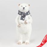 Маленькое фото 1: Сувенир «Медвежонок с шарфом» (полирезин), Н15х6,5х6,5см, белый