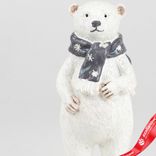 Маленькое фото 2: Сувенир «Медвежонок с шарфом» (полирезин), Н15х6,5х6,5см, белый