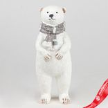Маленькое фото 1: Сувенир «Медвежонок с шарфом» (полирезин), Н19,5х8х7,5см, белый
