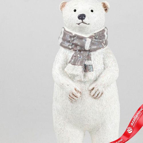 Фото 2: Сувенир «Медвежонок с шарфом» (полирезин), Н19,5х8х7,5см, белый