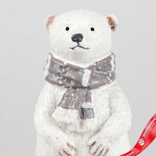 Фото 4: Сувенир «Медвежонок с шарфом» (полирезин), Н19,5х8х7,5см, белый